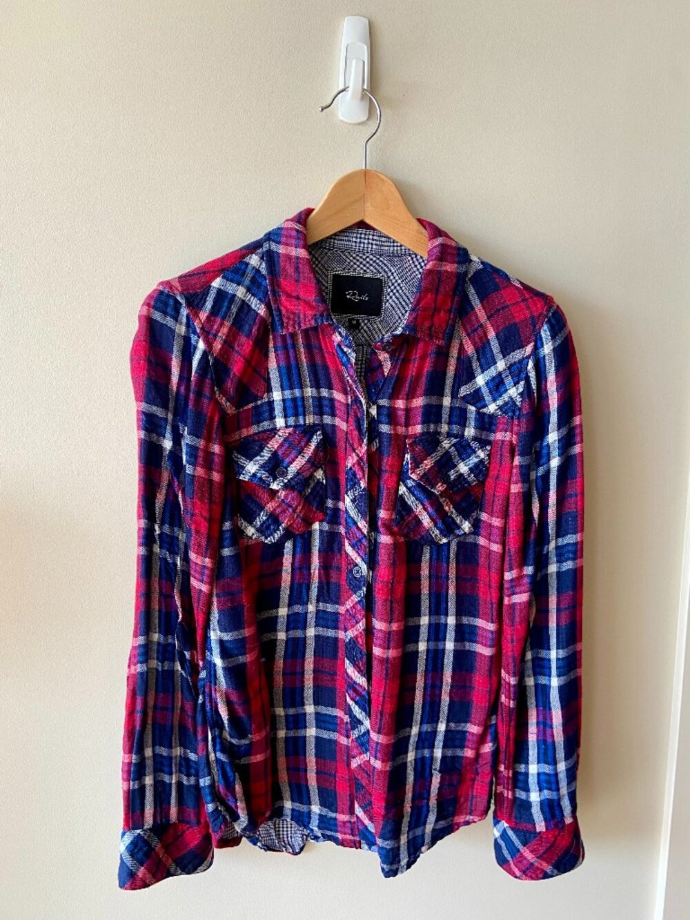 RAILS Hunter Shirt Size Small - Ultra Soft Blue + Red Plaid